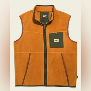 Howler Brothers Rust Orange Fleece Vest with Olive Chest Pocket (New)